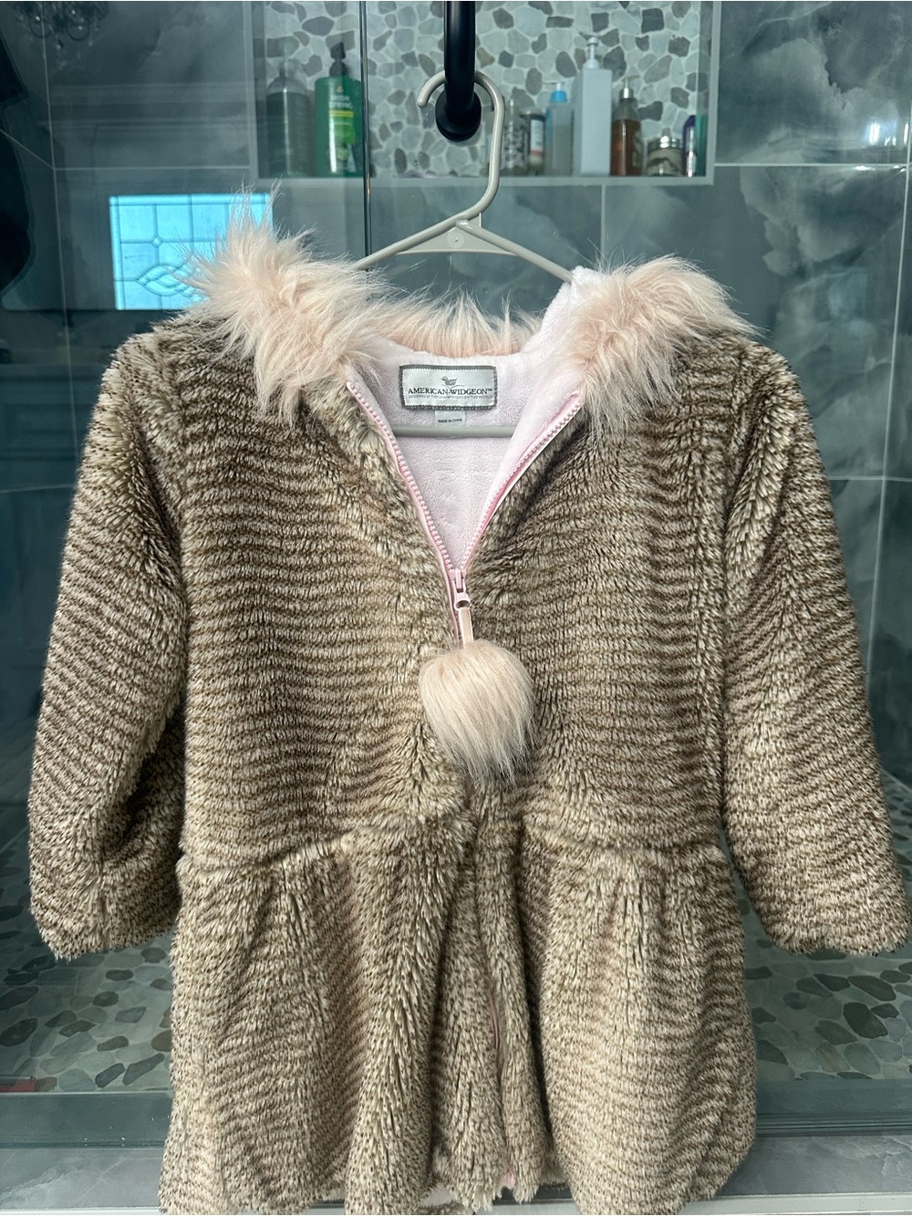American Widgeon Girls' Light Pink Faux-Fur Puffer Jacket